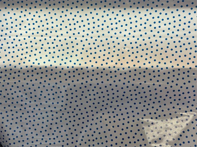 Dark Blue Polka Dots on White Oilcloth Fabric Full Bolt - 12 Continuous Yards, 47.5" Wide