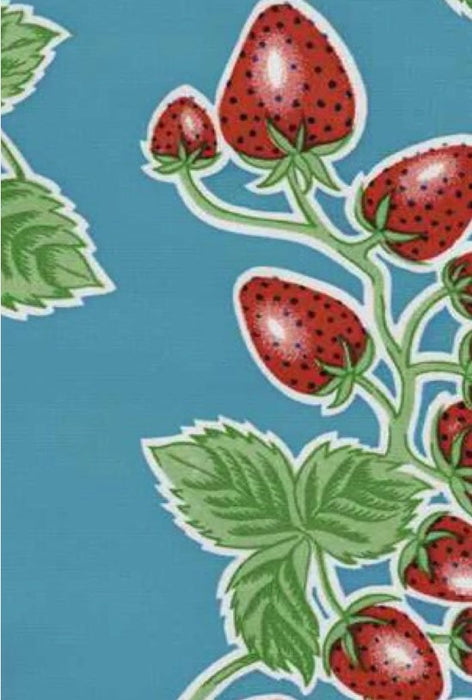Forever Summer on Blue Oilcloth Fabric by the Yard - 47.5" Wide