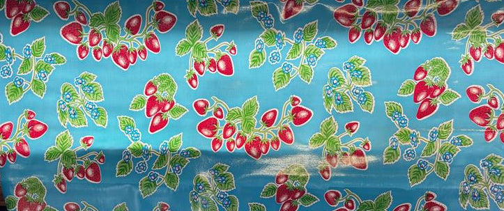 Forever Summer on Blue Oilcloth Fabric by the Yard - 47.5" Wide
