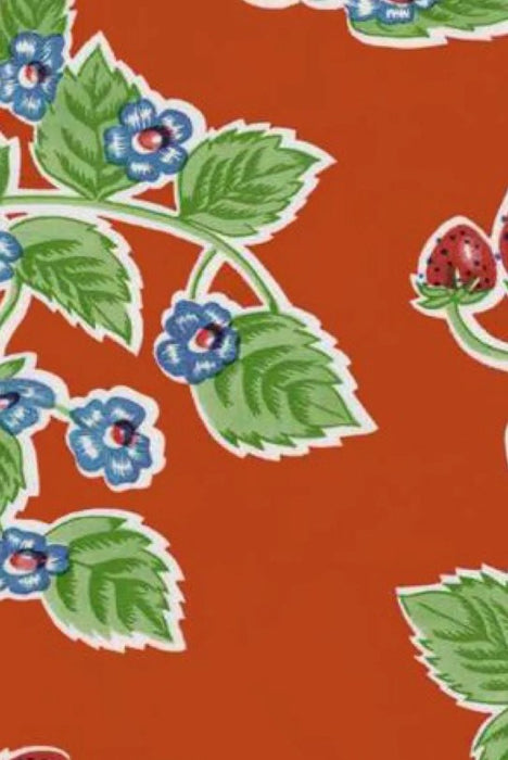 Forever Summer on Red Oilcloth Fabric by the Yard - 47.5" Wide