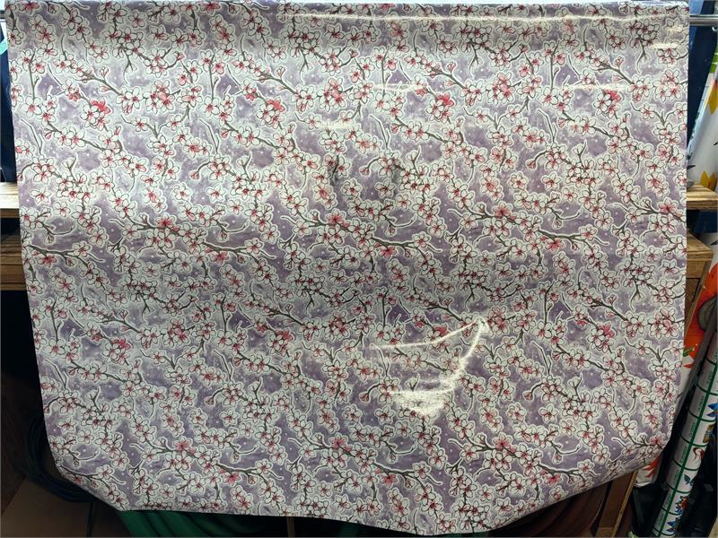 Fuji Cherry Blossom on Lilac Oilcloth Fabric by the Yard - 47.5" Wide