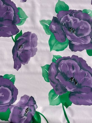 Iceland in Lilac on White Oilcloth Fabric Full Bolt - 12 Continuous Yards, 47.5" Wide