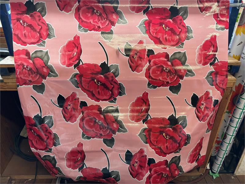 Iceland on Pink Oilcloth Fabric Full Bolt - 12 Continuous Yards, 47.5" Wide