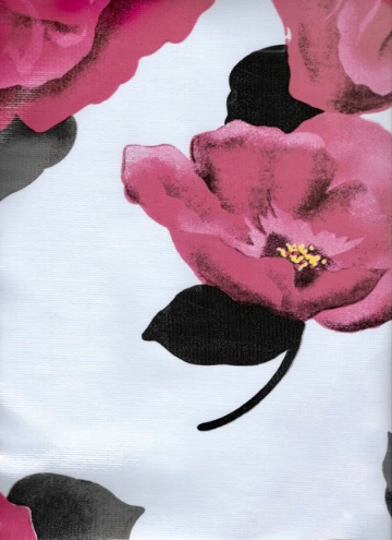 Iceland on White Oilcloth Fabric by the Yard, 47.5" Wide