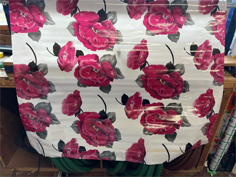 Iceland on White Oilcloth Fabric by the Yard, 47.5" Wide
