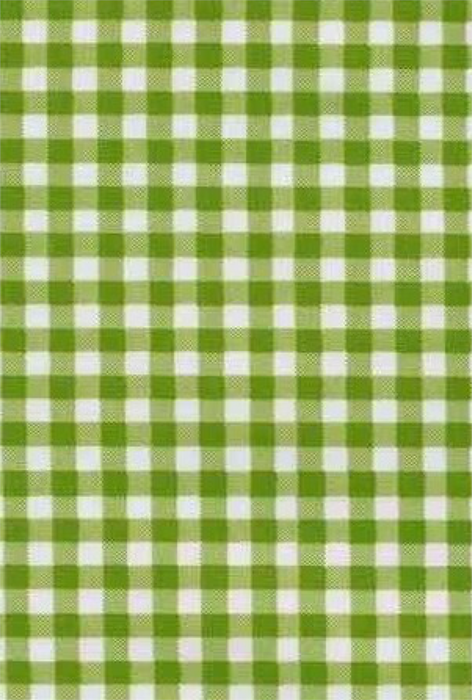 Kiwi Green and White Gingham Check Oilcloth Fabric by the Yard - 47.5" Wide