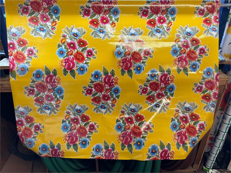 Ladybird on Yellow Oilcloth Fabric by the Yard, 47.5" Wide