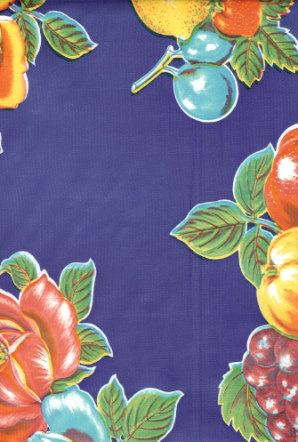 Lemons on Blue Oilcloth Fabric Full Bolt - 12 Continuous Yards, 47.5" Wide