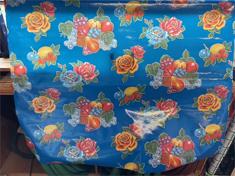 Lemons on Blue Oilcloth Fabric Full Bolt - 12 Continuous Yards, 47.5" Wide