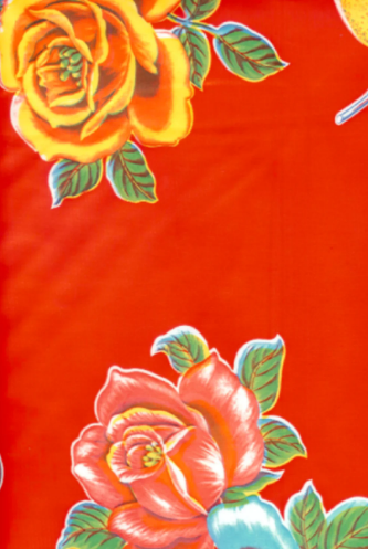 Lemons on Red Oilcloth Fabric Full Bolt - 12 Continuous Yards, 47.5" Wide