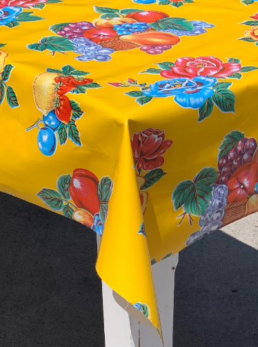Lemons on Yellow Oilcloth Fabric Full Bolt - 12 Continuous Yards, 47.5" Wide