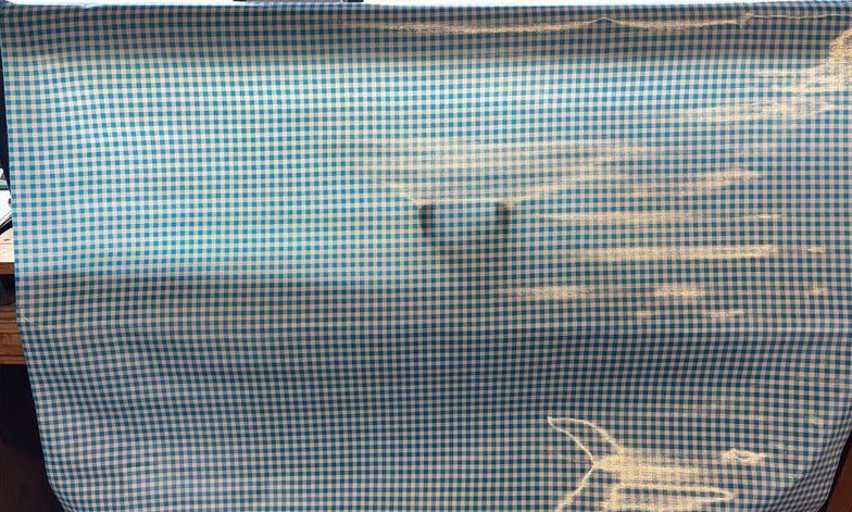 Light Blue and White Gingham Check Oilcloth Fabric Full Bolt - 12 Continuous Yards, 47.5" Wide