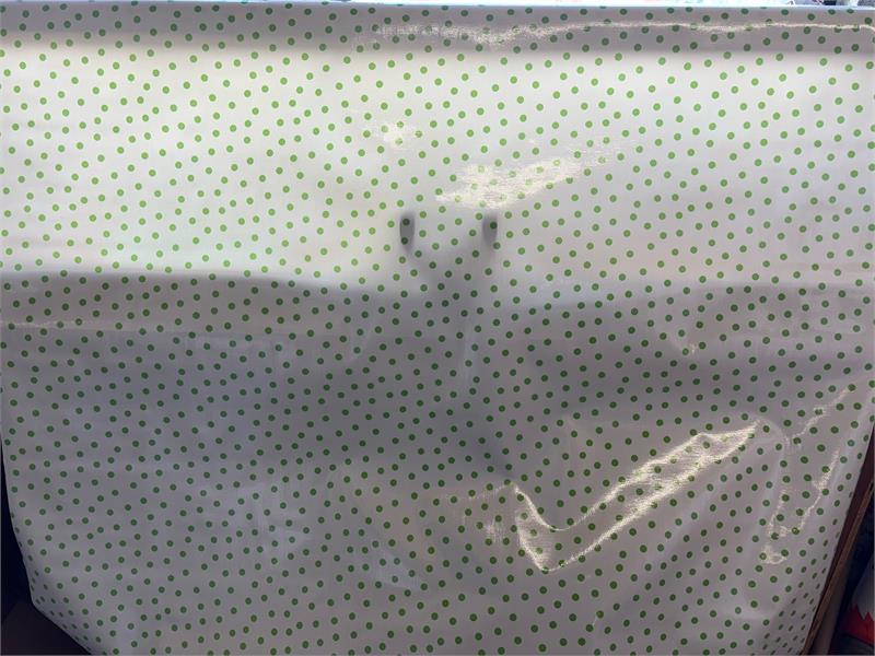 Lime Green Polka Dots on White Oilcloth Fabric by the Yard - 47.5" Wide