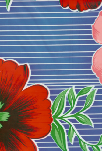 Mali on Blue Oilcloth Fabric Full Bolt - 12 Continuous Yards, 47.5" Wide