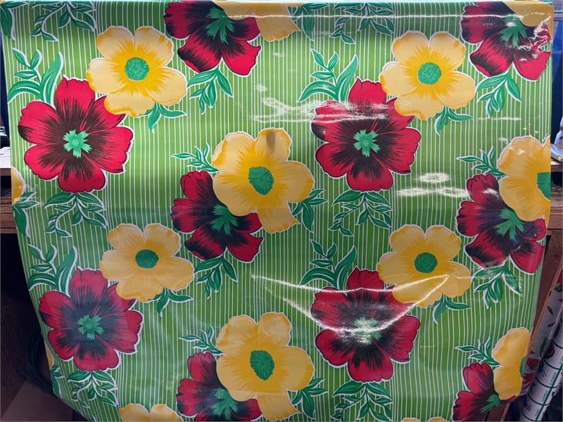Mali in Green Oilcloth Fabric Full Bolt - 12 Continuous Yards, 47.5" Wide