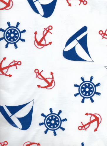 Nantucket in Blue Oilcloth Fabric Full Bolt - 12 Continuous Yards, 47.5" Wide