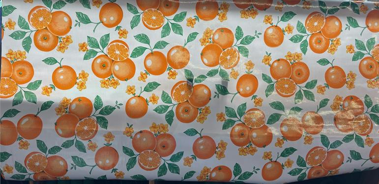 Oranges on White Oilcloth Fabric by the Yard - 47.5" Wide