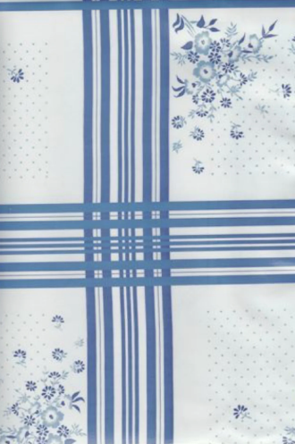 Oslo Blue on White Oilcloth Fabric Full Bolt - 12 Continuous Yards, 47.5" Wide