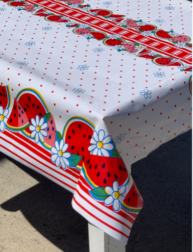 Reunion on Red Oilcloth Fabric Full Bolt - 12 Continuous Yards, 47.5" Wide