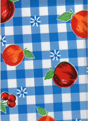 Riverside on Blue Oilcloth Fabric by the Yard - 47.5" Wide