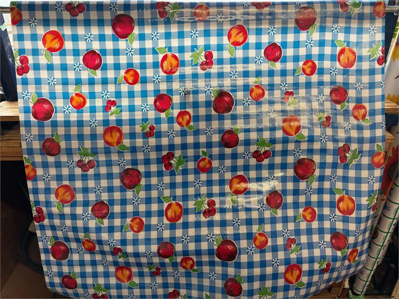 Riverside on Blue Oilcloth Fabric by the Yard - 47.5" Wide