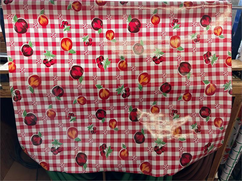 Riverside on Red Oilcloth Fabric by the Yard - 47.5" Wide