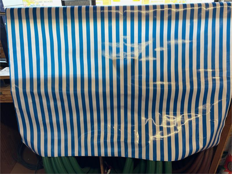 Blue and White Stripes Oilcloth Fabric by the Yard - 47.5" Wide