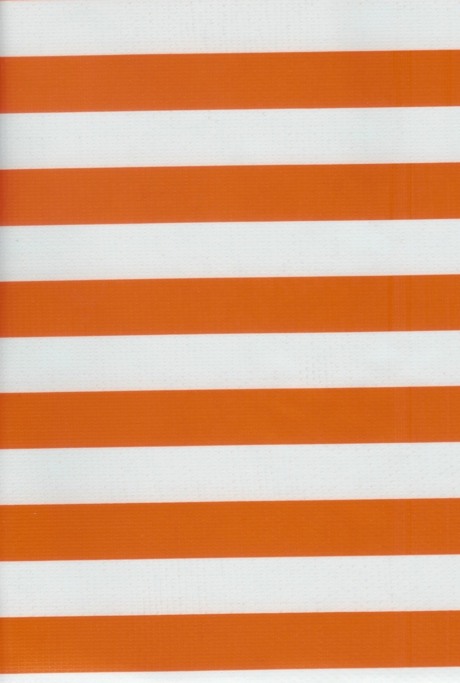 Orange and White Stripes Oilcloth Fabric by the Yard - 47.5" Wide