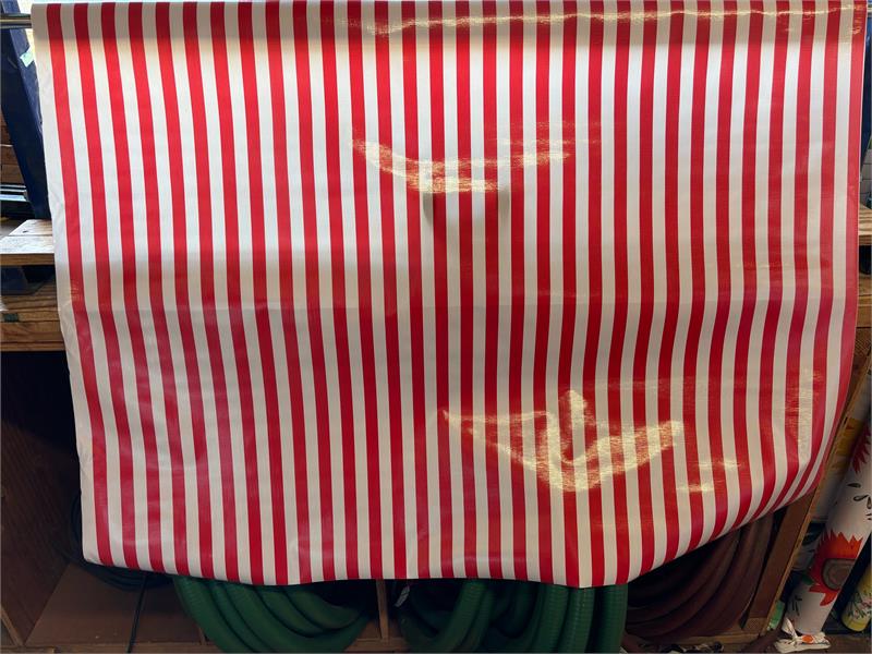Red and White Stripes Oilcloth Fabric by the Yard - 47.5" Wide