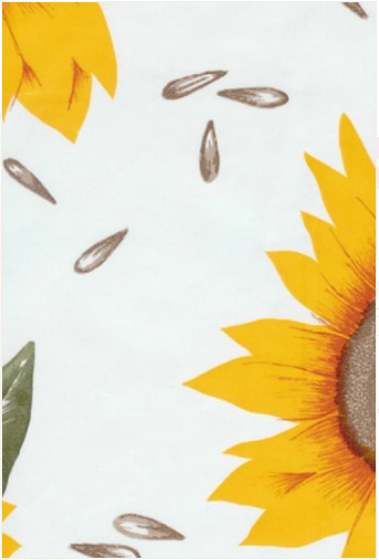 Sunflowers on White Oilcloth Fabric by the Yard - 47.5" Wide