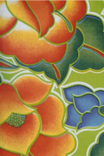 Tehuana on Lime Green Oilcloth Fabric by the Yard - 47.5" Wide