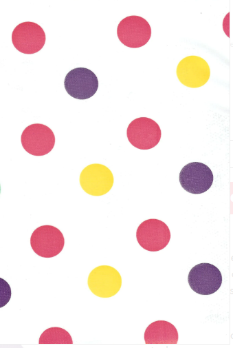 Tokyo Dots Pink and Purple on White Oilcloth Fabric by the Yard - 47.5" Wide