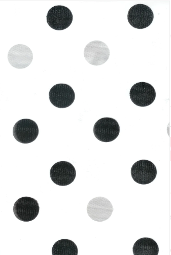 Tokyo Dots Black and Silver on White Oilcloth Fabric by the Yard - 47.5" Wide