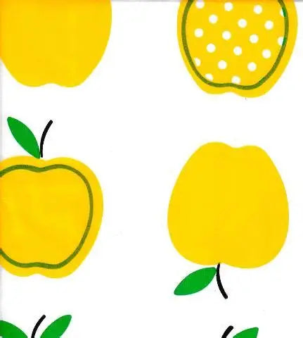 Tremso Apples in Yellow Oilcloth Fabric by the Yard, 47.5" Wide