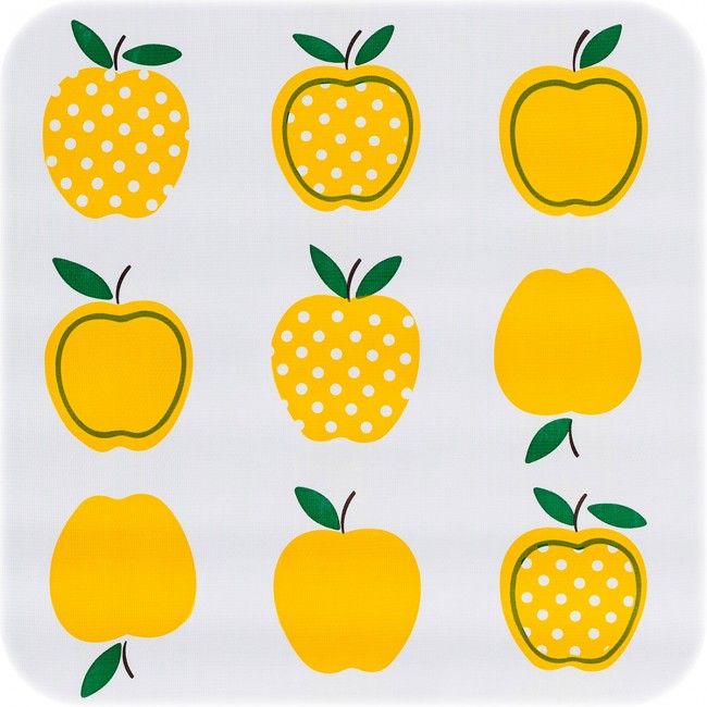 Tremso Apples in Yellow Oilcloth Fabric by the Yard, 47.5" Wide