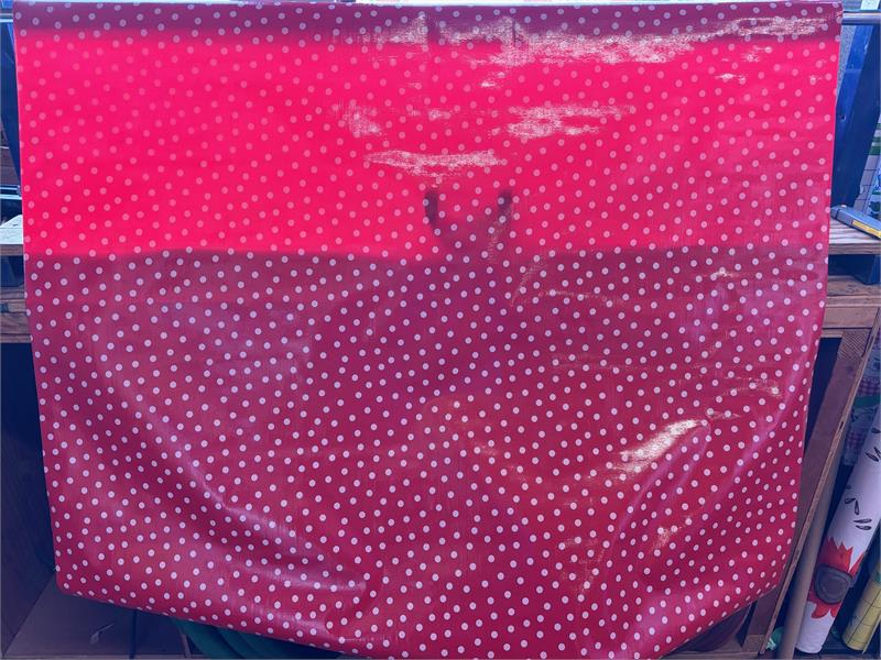 White Polka Dots on Red Oilcloth Fabric Full Bolt - 12 Continuous Yards, 47.5" Wide