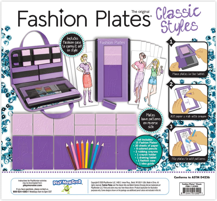 Fashion Plates Design Set - Classic Mix and Match Fashion Drawing Kit for Kids