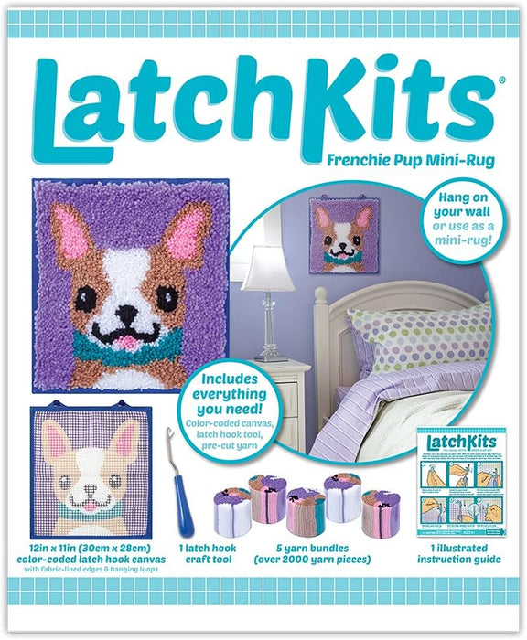 Latch Hook Kit French Bulldog Puppy Mini Rug - Complete Craft Set for Kids