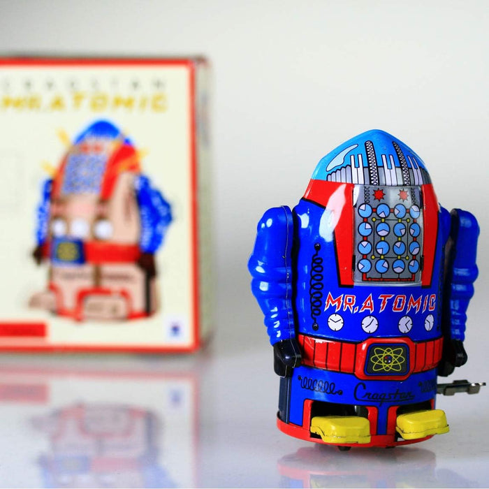 Mr. Atomic Tin Robot - Vintage Space Age Metal Collectible Toy