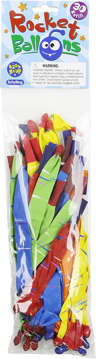 Schylling Rocket Balloons 30-Pack - Flying Balloon Refills for Kids