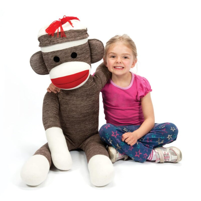 Schylling Jumbo Plush Sock Monkey 45" - Giant Classic Sock Monkey Stuffed Animal