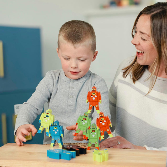 Schylling Wooden Stacking Robots - Classic Balancing Toy for Open-Ended Play