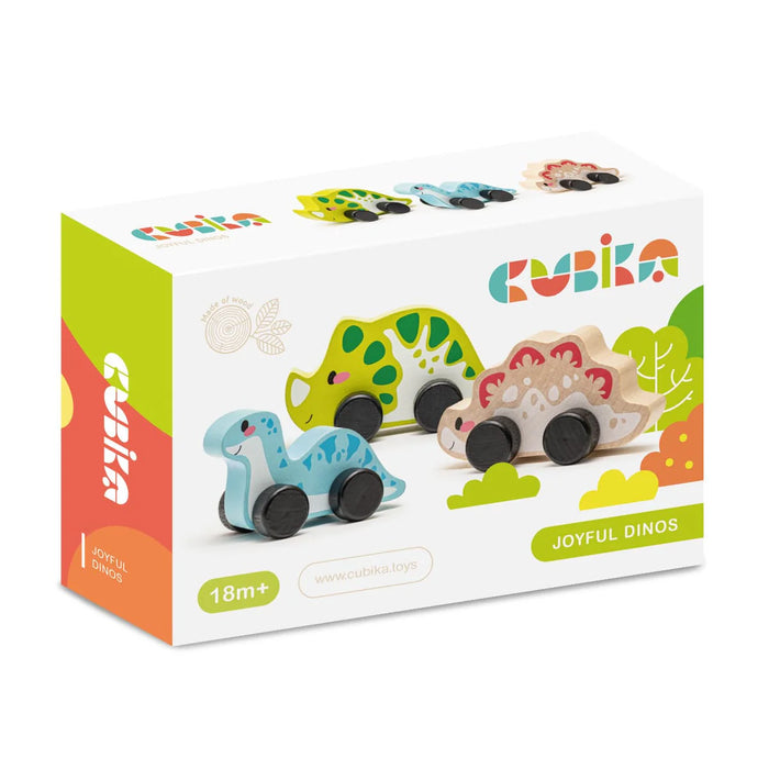 Cubika Wooden Joyful Dinos Toy Set - Eco-Friendly Dinosaur Play Set for Imaginative Play