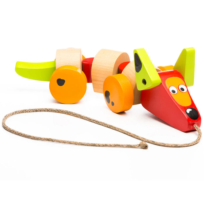 Cubika Wooden Sausage Dog Pull Toy - Eco-Friendly Toddler Walking Companion