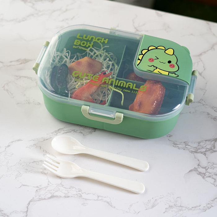 Dinosaur Lunch Box with Spoon and Fork