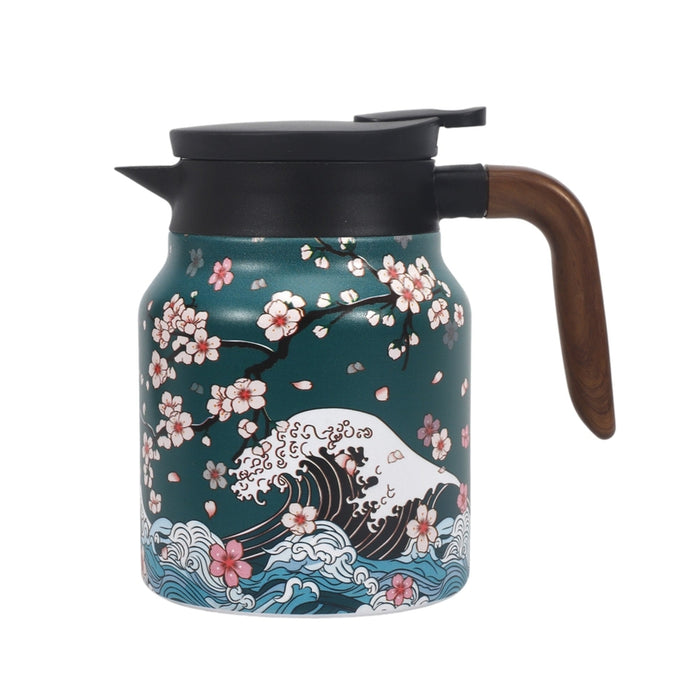 Sakura Wave Thermal Tea Kettle with Infuser, 32 oz
