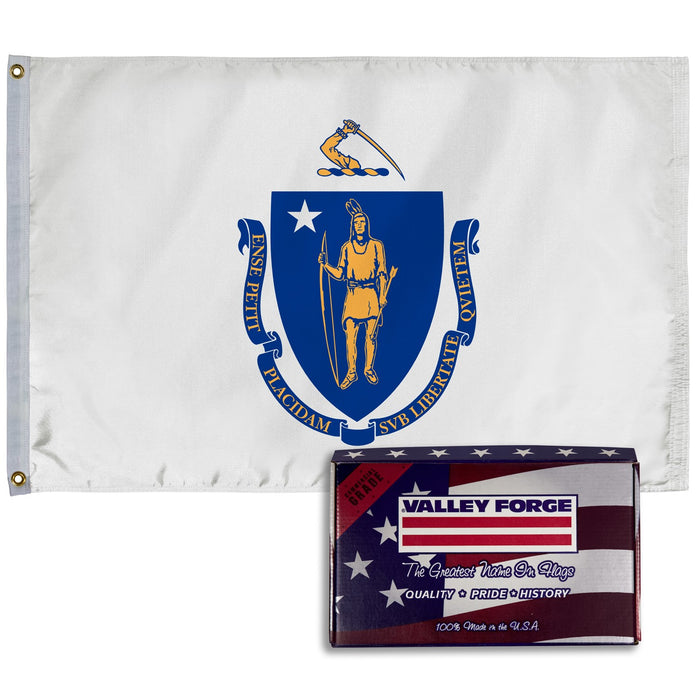 Valley Forge Massachusetts State Flag 2'x3' - Premium Spectra Max Nylon Made in USA Official MA Flag