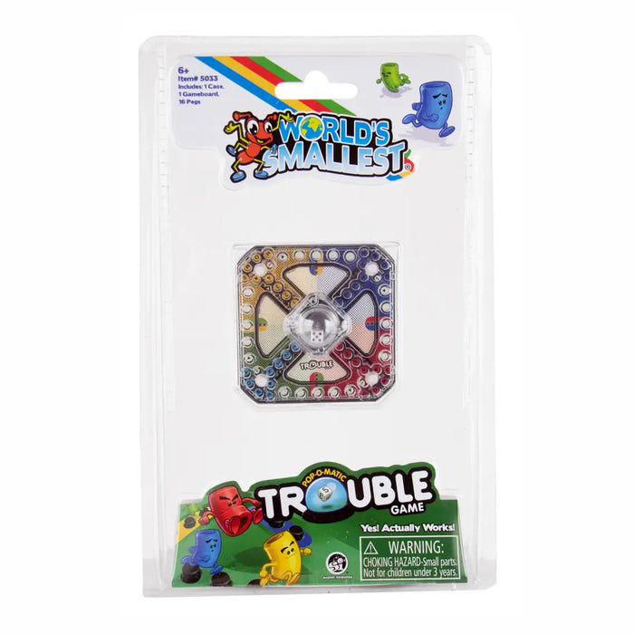 World's Smallest Trouble Game - Miniature Pop-O-Matic Board Game with Working Bubble
